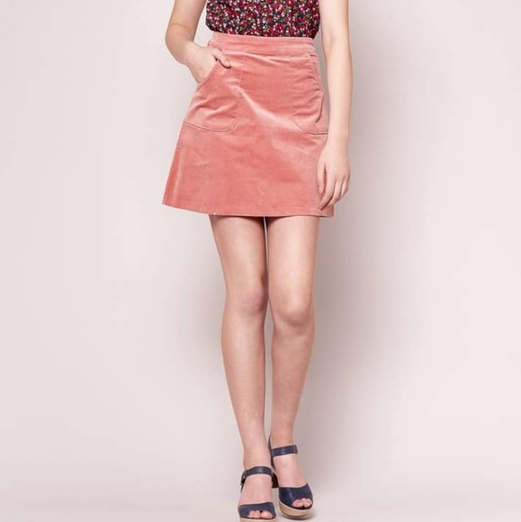 Princess Highway Dresses & Skirts - PRINCESS HIGHWAY Autumn Pink Cord Corduroy High Waisted A-line Mini Skirt